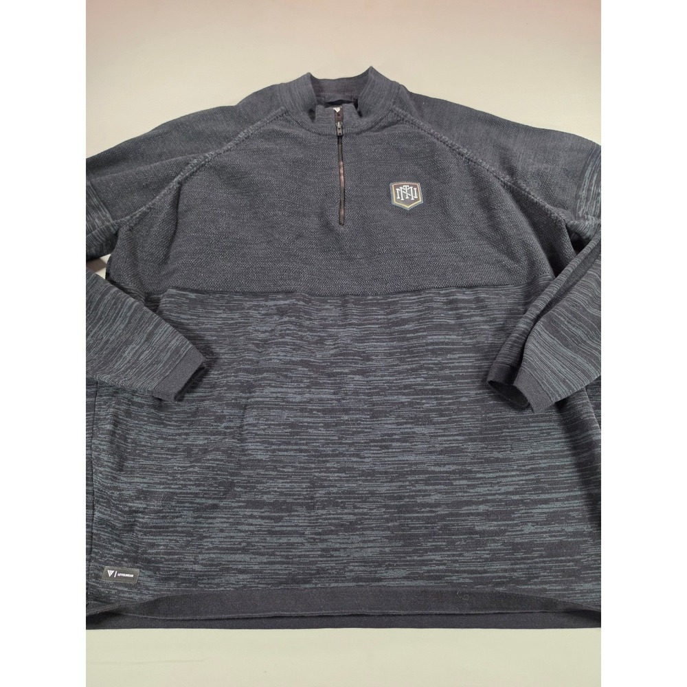 Levelwear Mens 2XL Gray Marl Quarter Zip Pullover Sweater Textured Knit Raglan
